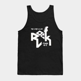 The Lord is my rock from Psalm 18:2, with guitar and white text Tank Top